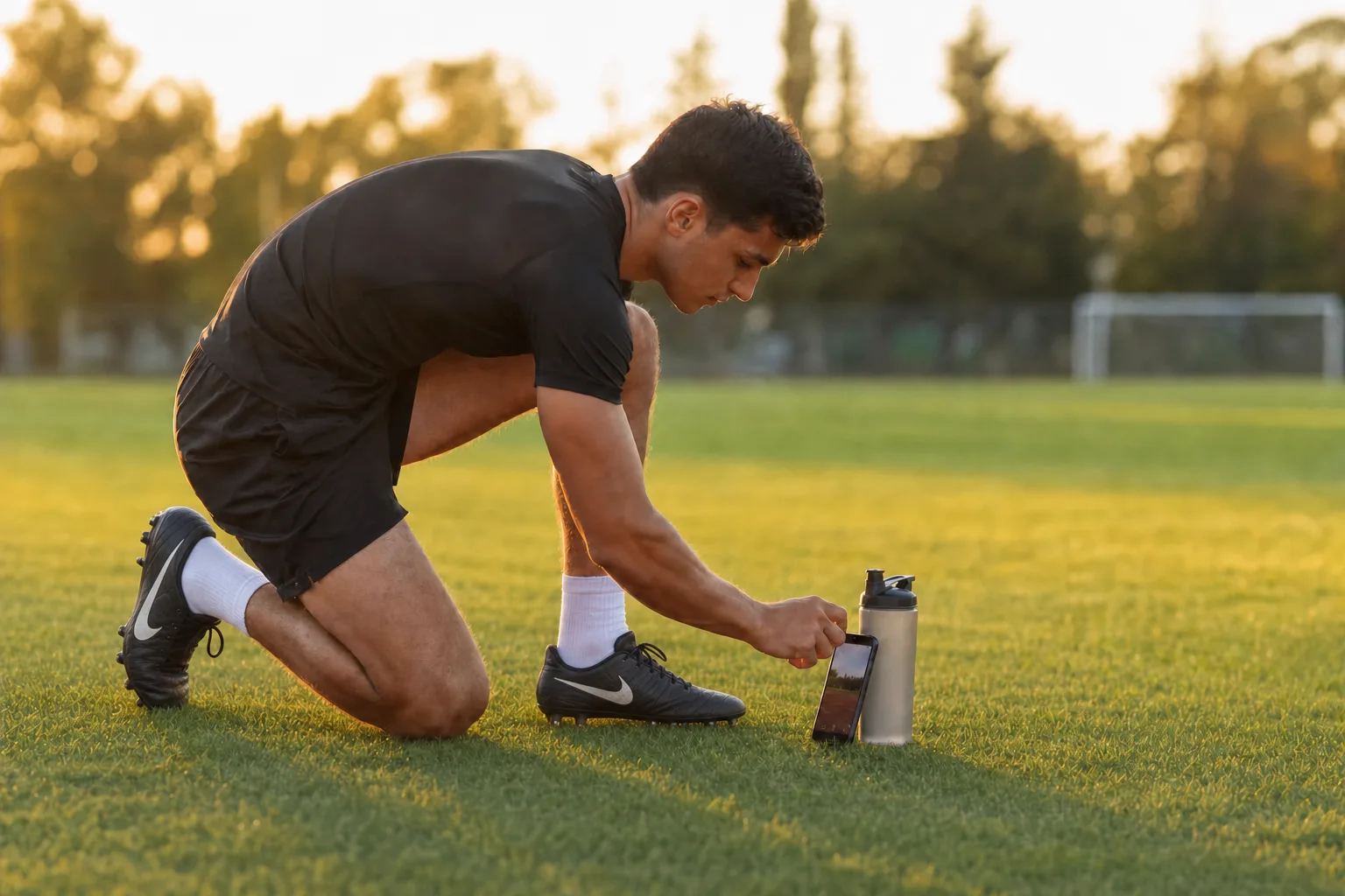 Phone set up to film a training session